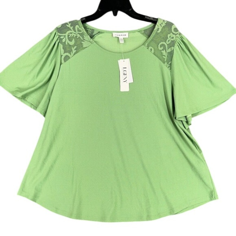 Rio & Rian Flare Sleeve Shirt Womens 1X Lace Business Formal Business Casual